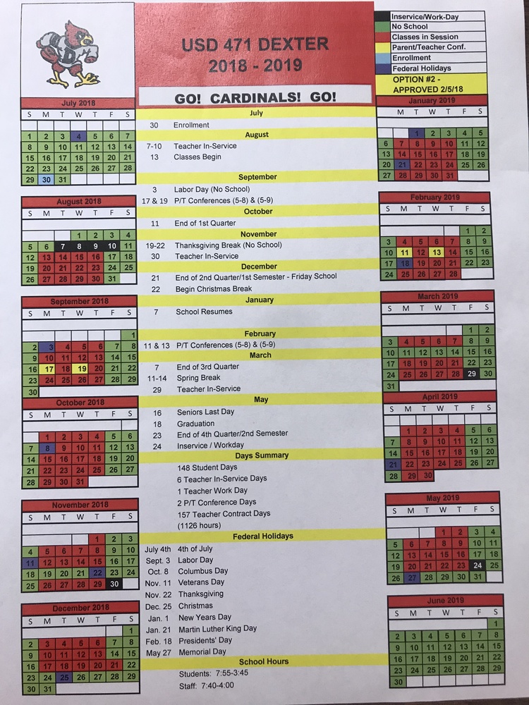 2018-2019 School Calendar